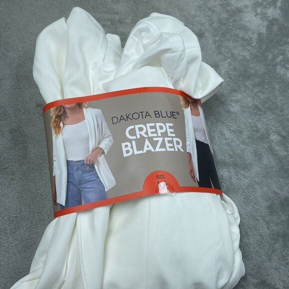 Dakota Blue Womens White Crepe Blazer Open Front  Size M NWT 6451 - Picture 2 of 5